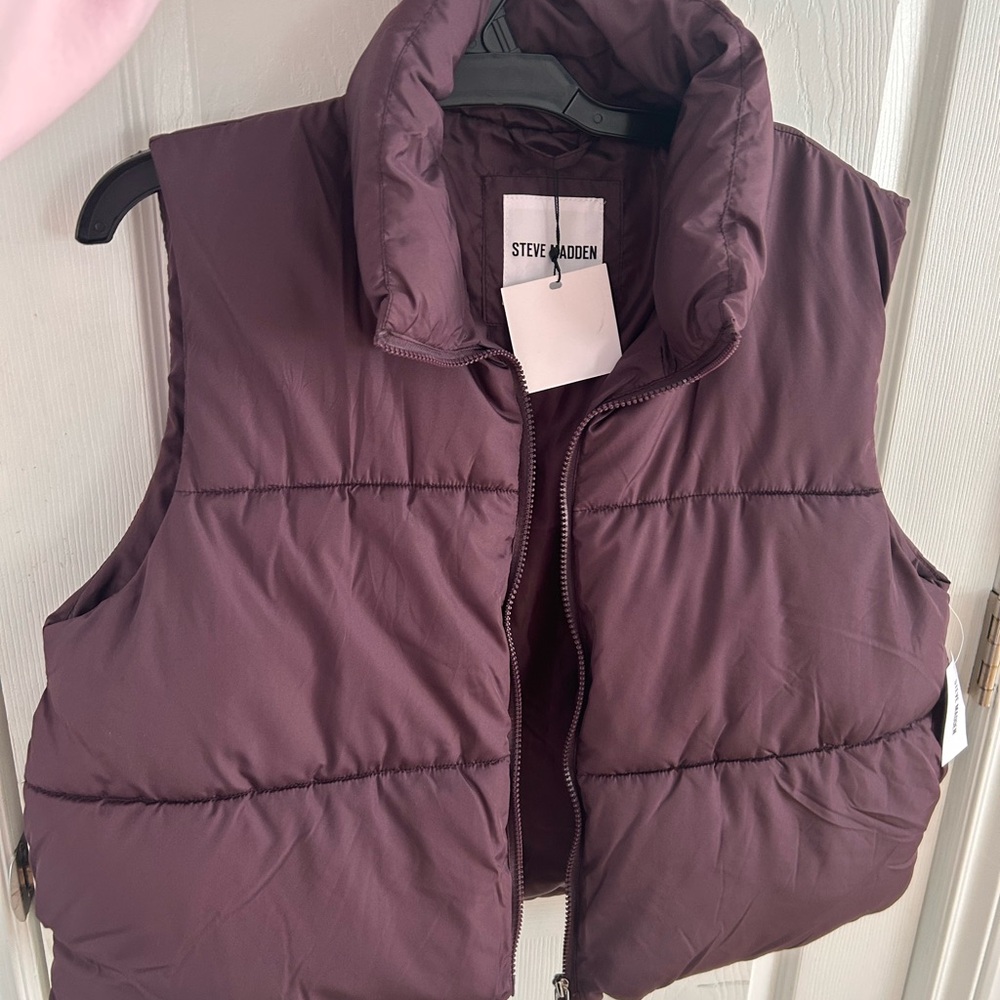 Steve Madden Burgundy Puffer Vest